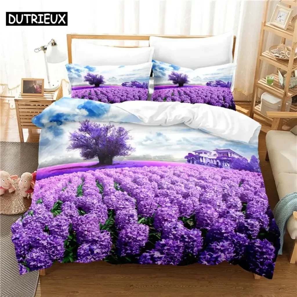 

Lavender Manor Comfortable Duvet Quilt Cover Pillowcase Bedding Set Children Bedroom Decoration Home Textile