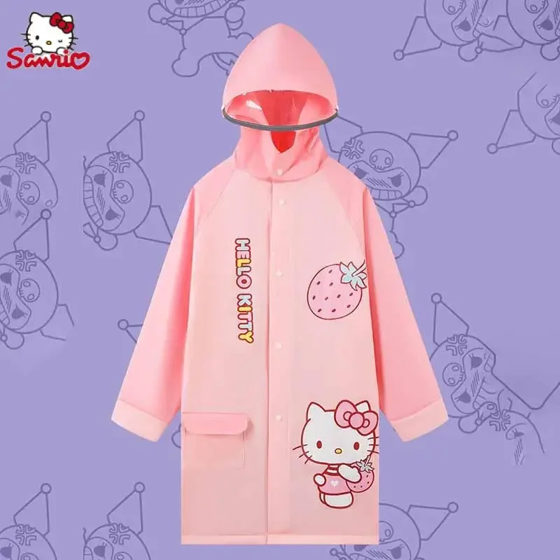 Kawaii Sanrio Anime Raincoat Cute Hello Kitty Kuromi My Melody Cartoon Thickening and Lengthening Waterproof Poncho Girls Gifts