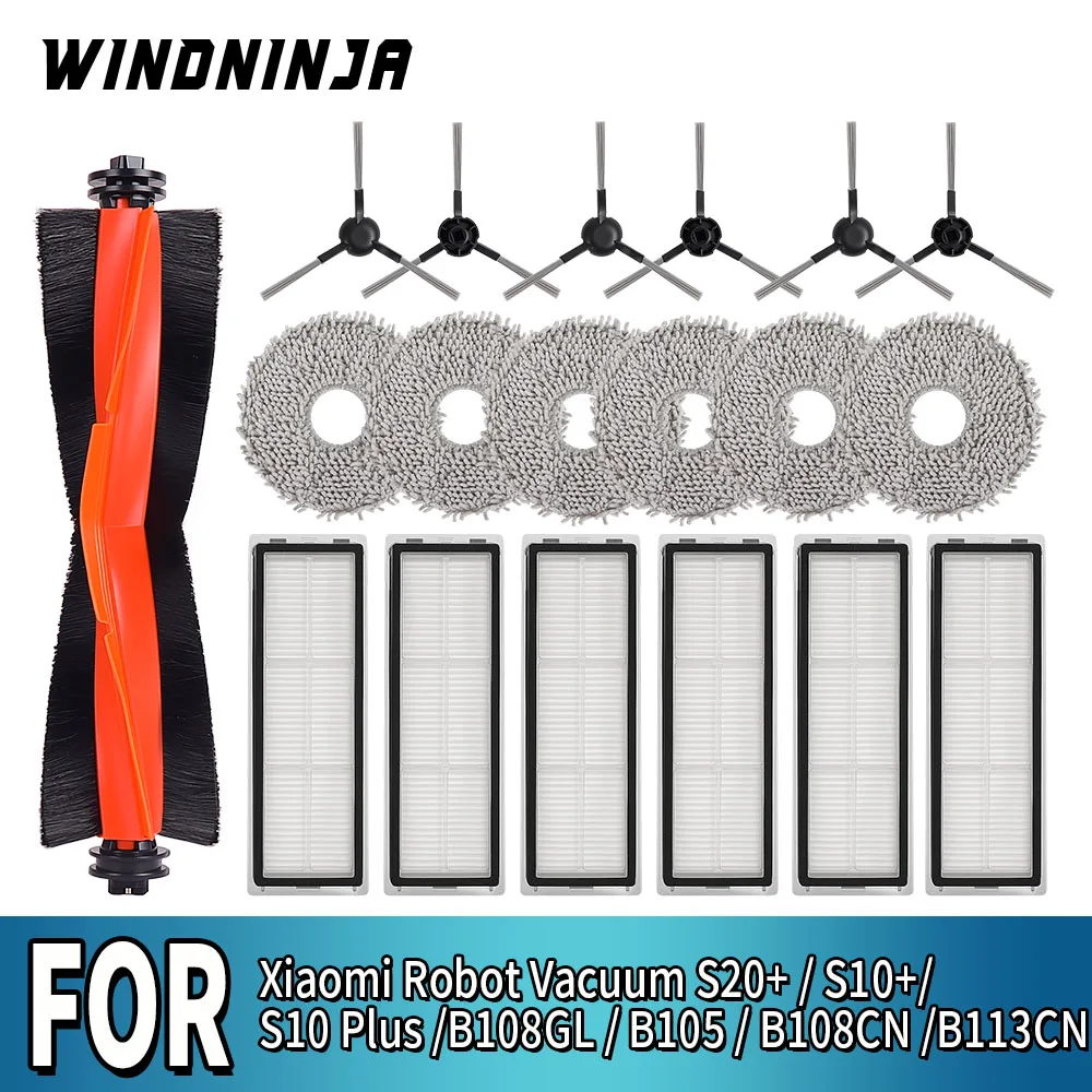 

Main Side Brush Filter Mop Cloth Parts For Xiaomi Robot Vacuum S20+ / S10+/ S10 Plus /B108GL / B105 / B108CN /B113CN Accessories