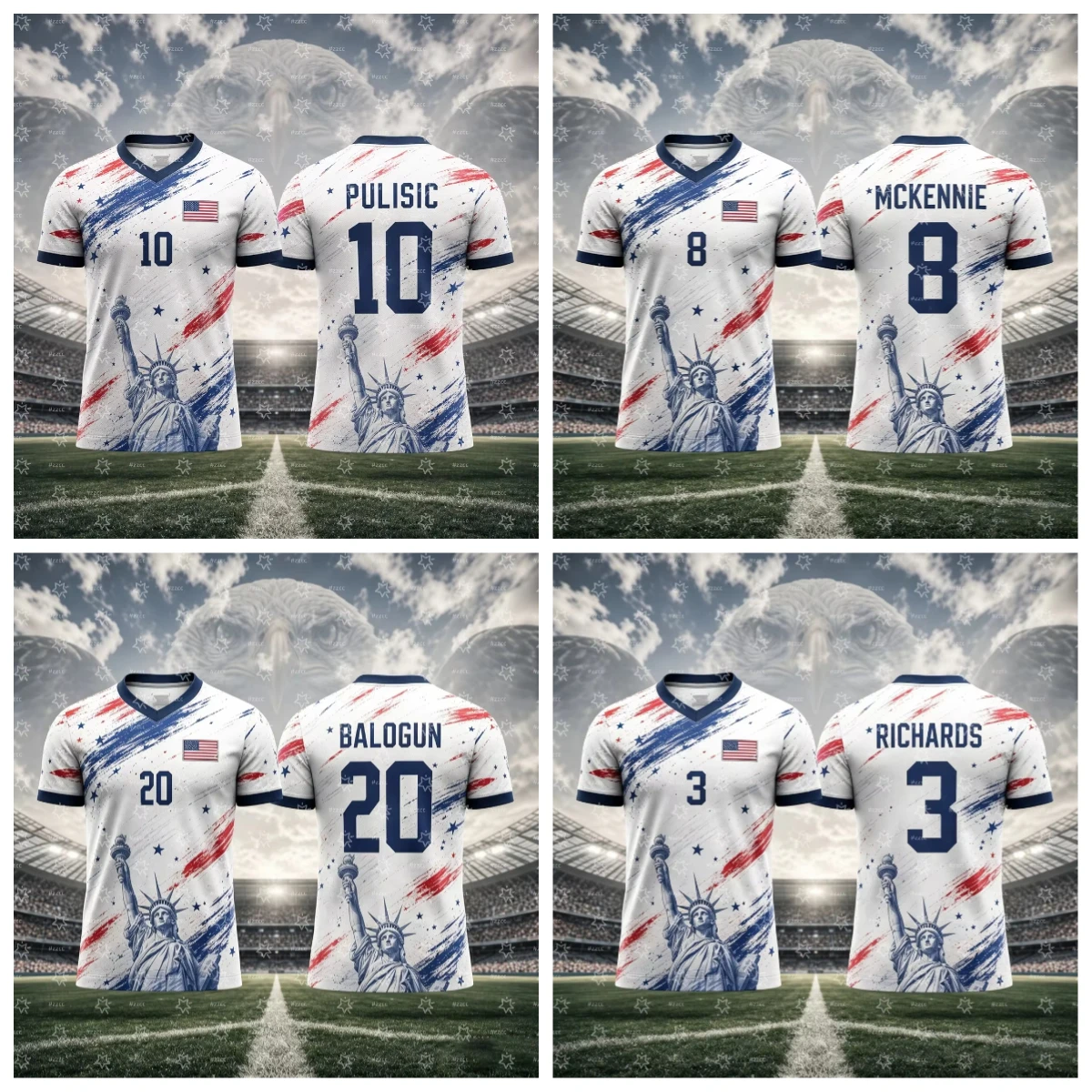 2026 USA Fußball-Fan-Geschenk Pulisic Nr. 10 Fußballtrikot Sommer-Sport-Herren-T-Shirt Kinder- und Damenbekleidung Radtrikot ﻿