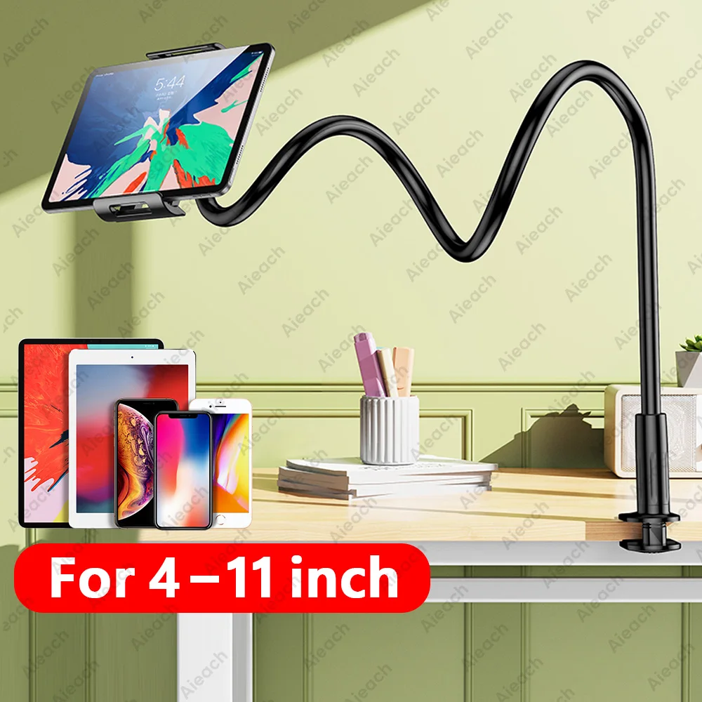 

Подставка для планшета YNPO на гибкой стойке с растягивающимся кронштейном, 360° ° Вращающийся держатель из АБС-пластика + металла для iPad/планшетов, прикроватной тумбочки/стола/книжного шкафа