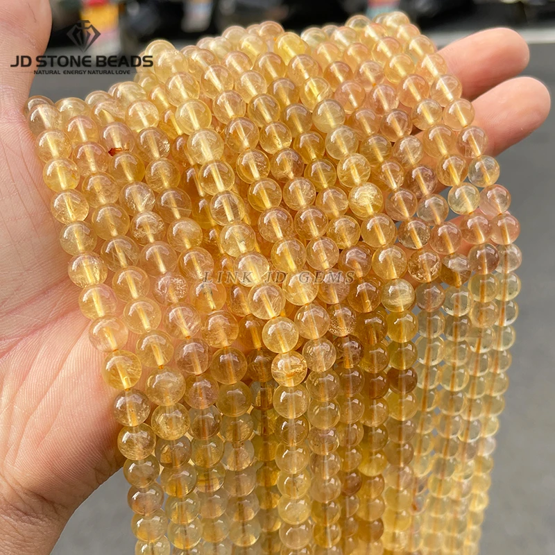

Natural Stone Yellow Fluorite Bead Round Loose Spacer Gemstone Bead for Jewelry Making Diy Necklace Bracelet Accessory Finding