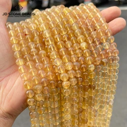 Natural Stone Yellow Fluorite Bead Round Loose Spacer Gemstone Bead for Jewelry Making Diy Necklace Bracelet Accessory Finding