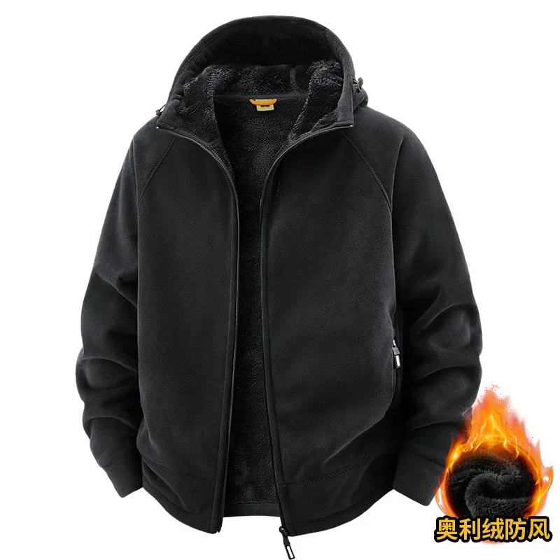 Warme herenjas, sportief sweatshirt met capuchon, jas van Oligon-stof, hoogwaardig ontwerp, warme jas met modieuze capuchon 2025, nieuw