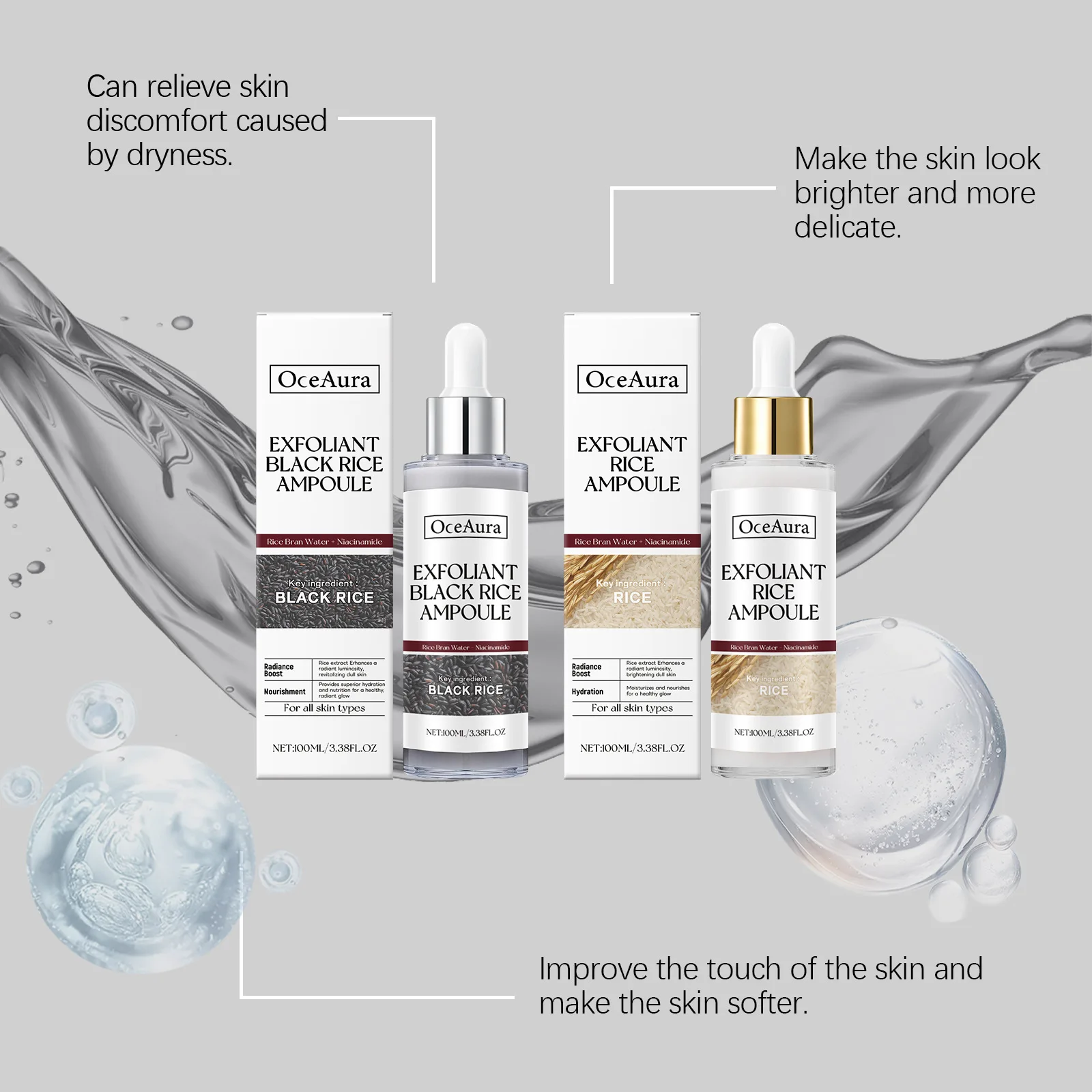 

Moisturizing Exfoliating Liquid Control Oil Brightening Remove Dead Skin Cleansing Purify Pore Rice Moisturize Exfoliate Liquid
