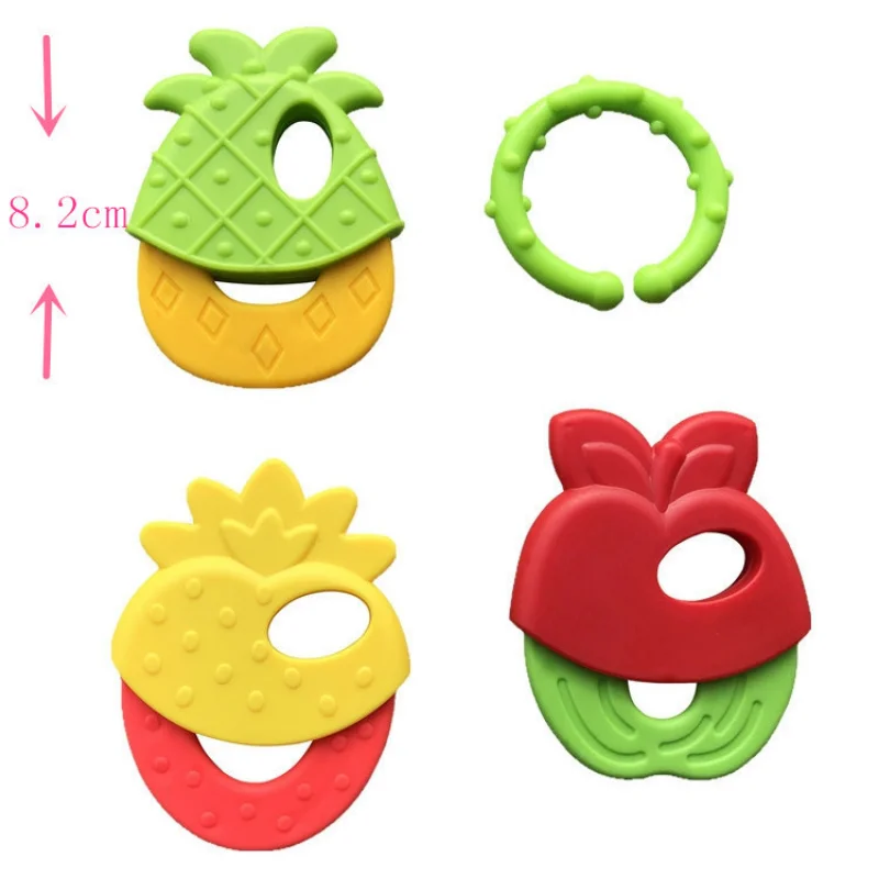 Baby Soft Rubber Rattle Fruit Style Teether Toy Newborn Food Grade Silicone Teethers Infant Training Bed Toy Kids Chewing Toys