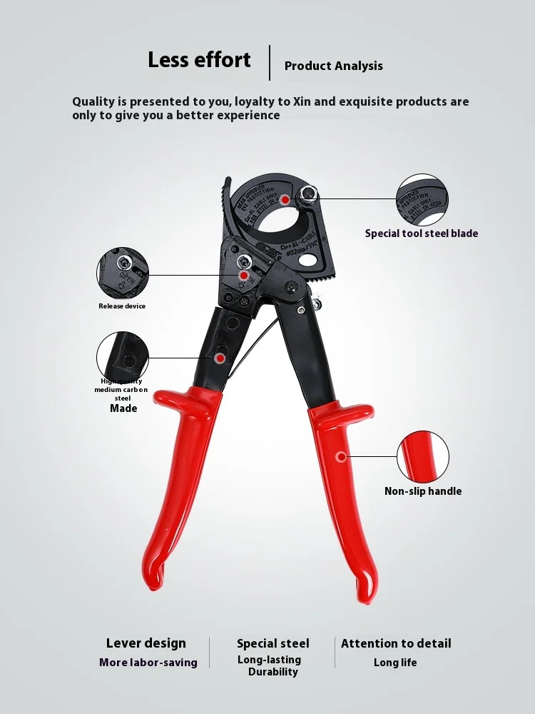 

Ratchet cable cutters wire and cable scissors gear cable shears copper wire bolt cutters wire cutting pliers electrical tools.