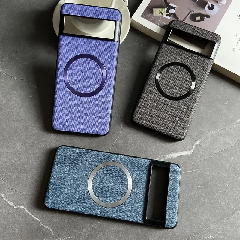 Luxury Business Magnetic Wireless Charging Case for Google Pixel 9 ProXL 6 7 8 Pro 6XL 5A 6A 8A Magsafe Linen Leather Slim Cover image 5