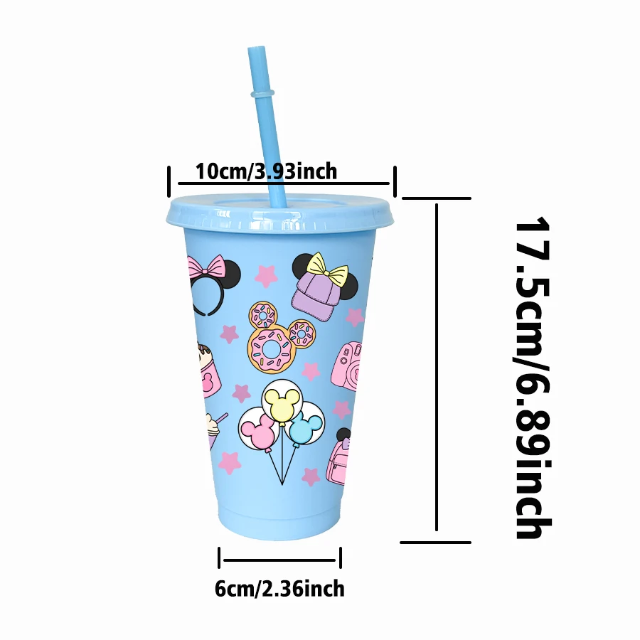 12 قطعة/الحزمة ديزني ميني دونات 26 أوقية متعدد الألوان كوب ماء بلاستيكي مجموعة مشروبات الحفلات عيد ميلاد/العودة إلى المدرسة هدية #3