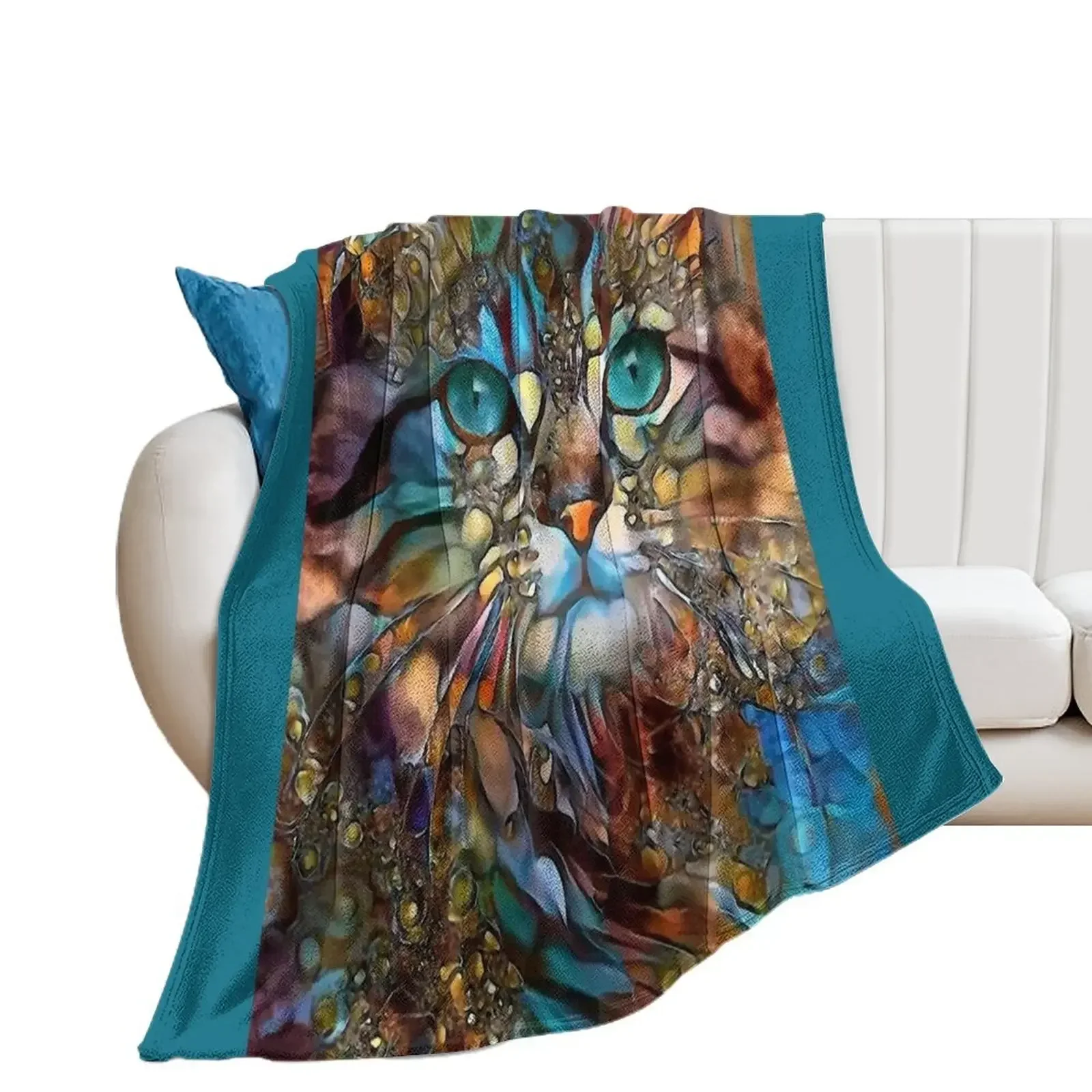 

Andyna, cat, chat, cat, lea roche paintings Throw Blanket Decorative Throw Personalized Gift Polar Blankets