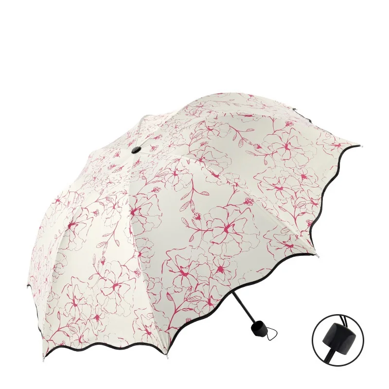 Folding Umbrella UV Protection Parasol Windproof Rain Ladies Princess Umbrella Sun Umbrella Ultra Light Foldable Parasol