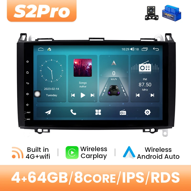 Android 14 Autoradio Multimedia Voor Mercedes Sprinter W906 Benz B200 EEN B Klasse W245 W169 Viano Vito W639 8GB 128GB GPS 4G Wifi