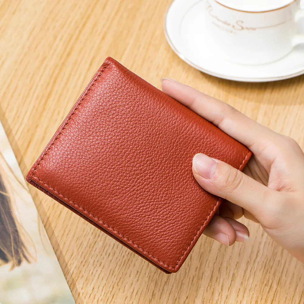 

New Women's RFID Anti-theft Brush Organ Card Holder Women's Large Capacity Genuine Leather Multi-card Card Holder Coin Purse