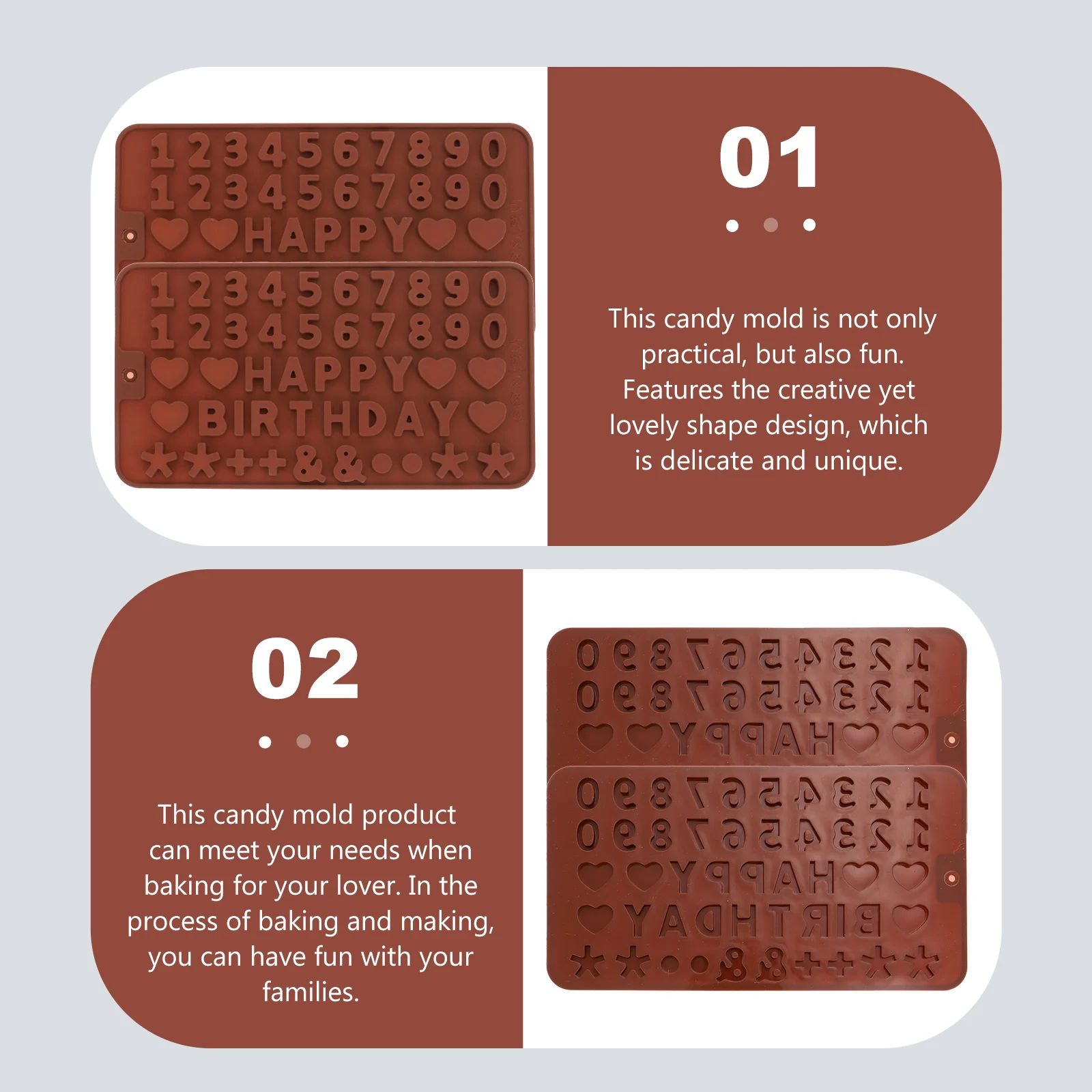 

3Pcs Silicone Mold Heat Resistant Candy Mold Maker Multi-Functional DIY Molds Maker Candy Molds