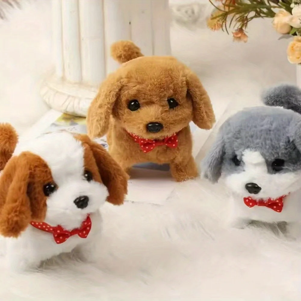 لعبة تيدي القطيفة على شكل جرو كلب تفاعلي إلكتروني - المشي، نباح، يهز الذيل، حيوان رفيق ممتد للأطفال الصغار