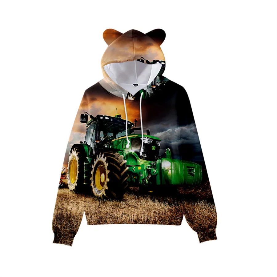 2 To 14 Years Kids Hoodies Tractor Pattern 3D Print Hoodie Sweatshirt Boys Girls Harajuku Truck Cartoon Coats Children Clothes