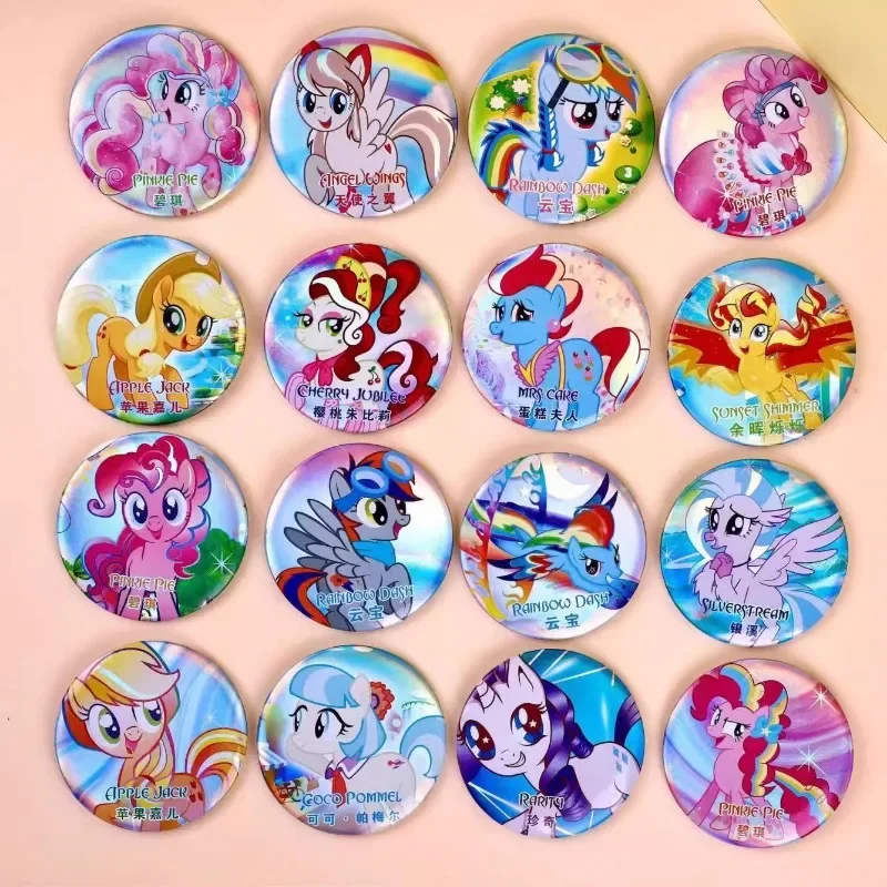 Anime My Little Pony Cute Cartoon Applejack Brooch Colorful Laser Badge Kawaii Birthday Gift for Girls