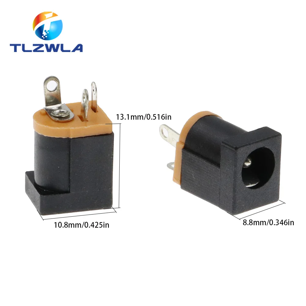 10PCS DC-012 DC Power Jack Socket Connector DC012 5.5*2.1mm 5.5X2.5MM Socket 180 feet Vertical