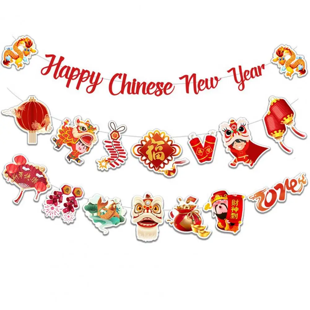 Dragon New Year Flag Dragon-themed New Year Party Spring Bunting Banners for 2024