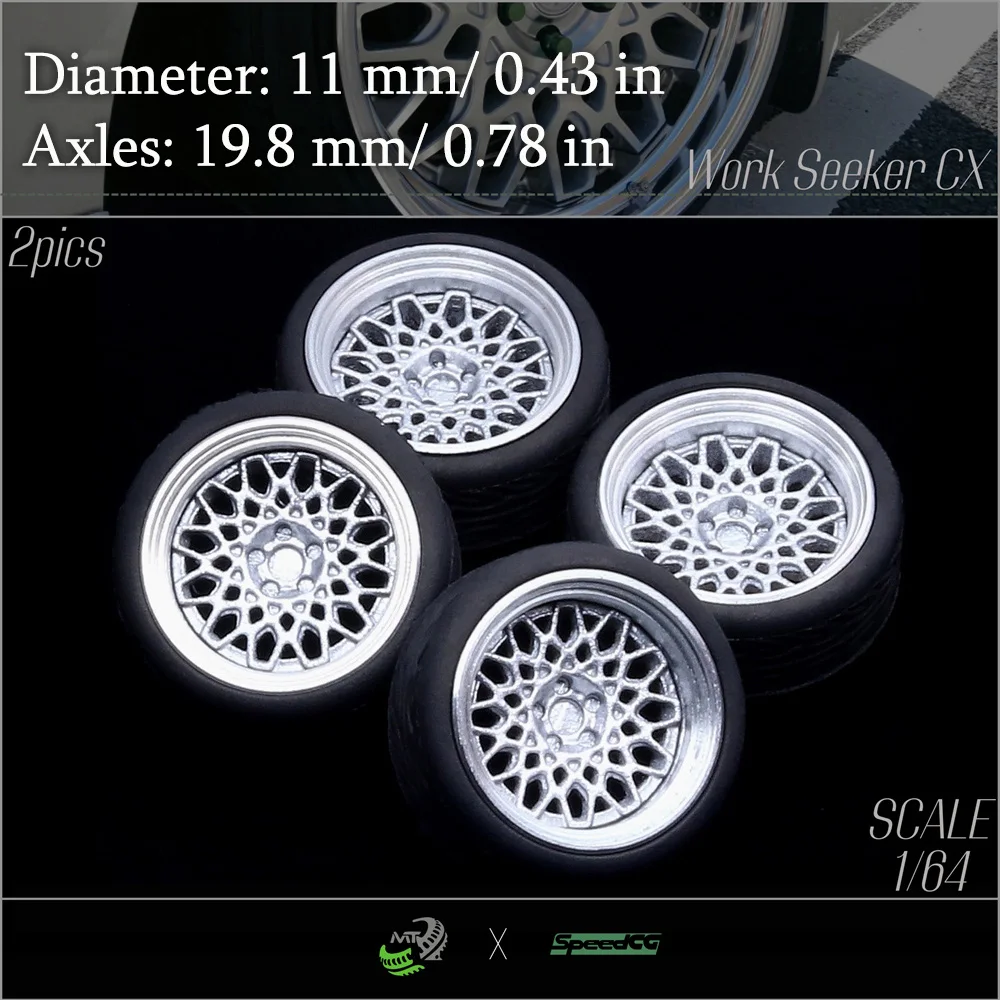 Speedcg 1/64  Metal Outer Ring Wheels Diameter 10mm&11mm with Rubber Tires Miniature Parts Modified Kit Luxury Diecast Model Car