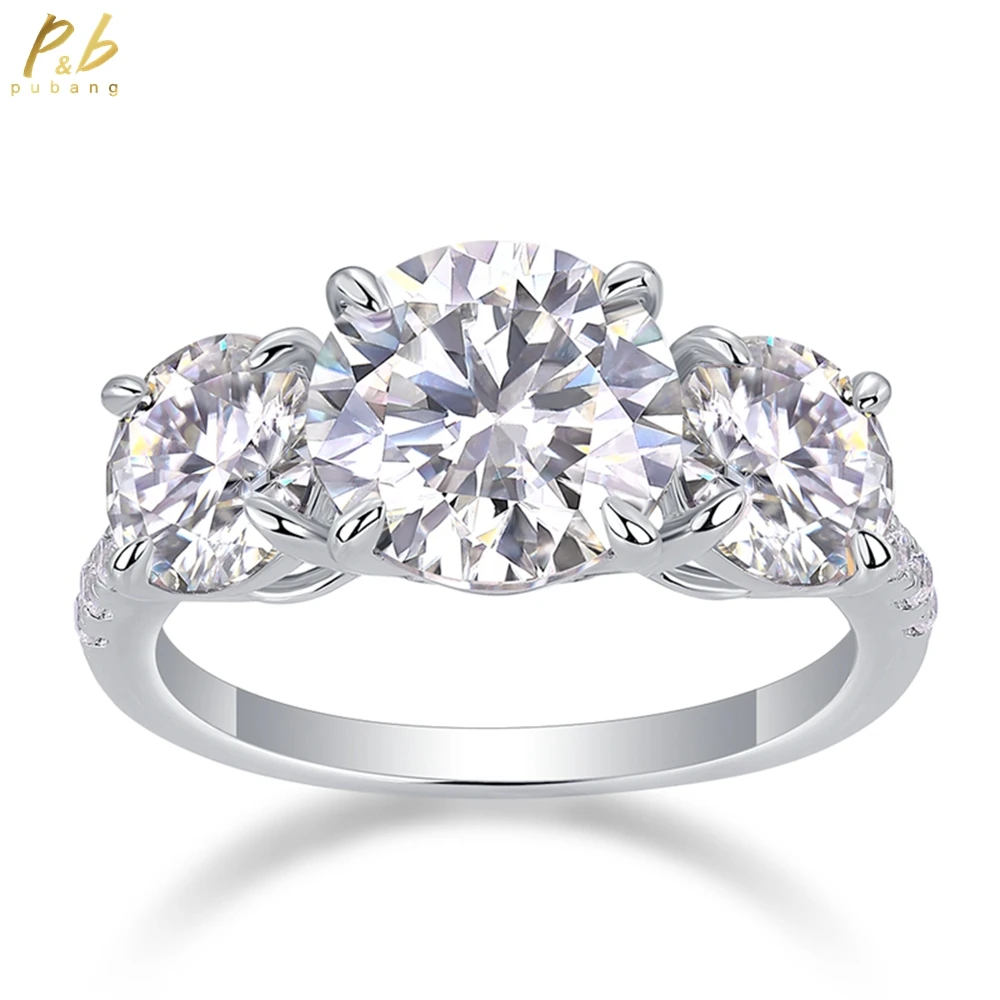 

PuBang Fine Jewelry стерлингового серебра 925 пробы 3EX VVS1 D 9 мм 3CT настоящее муассанит с бриллиантами и драгоценными камнями обручальное кольцо для женщин свадебные подарки