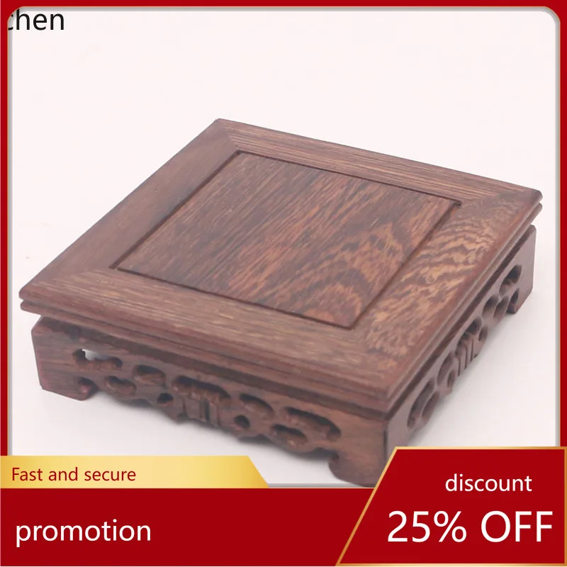 

Cz black catalpa solid wood bottom base round quadrilateral incense burner bottom base root carving hexagonal mahogany
