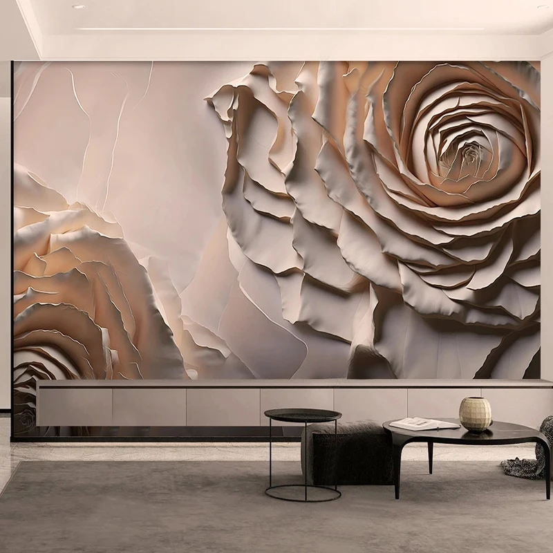 

Custom 3D Mural Modern Light Luxury Nordic Style Relief Flowers Photo Wallpaper Living Room TV Sofa Bedroom Home Decor Fresco