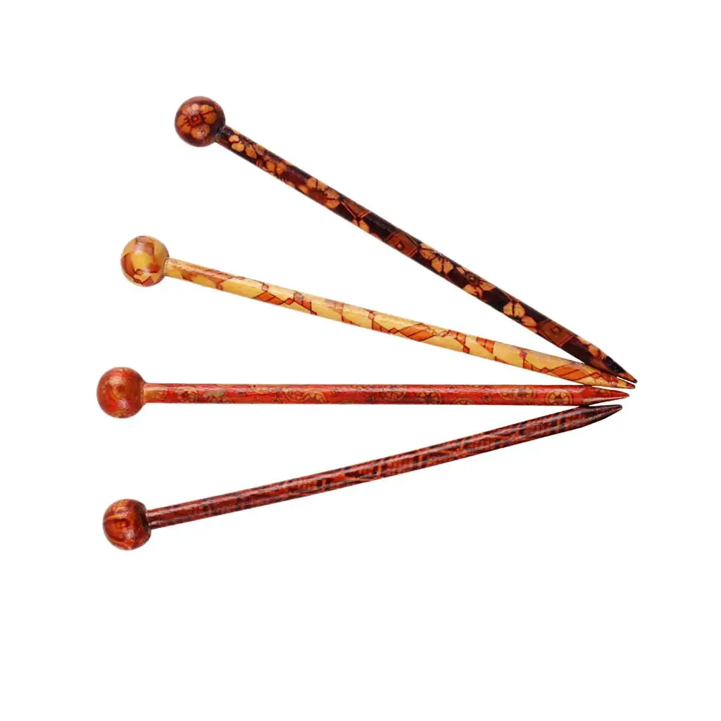 4/6/8/10/12Pcs Vintage Wooden Hair Pin Hair Stick Women Lady Hair Chopstick 13cm - Multi-Color, Approx. 13 cm / 5.12 inch