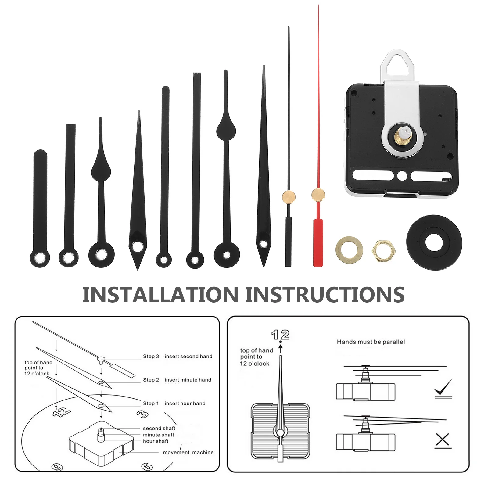 

1 Set Of Metal Movement Diy Repair Parts High Quality Wall Clock Mechanism Replacement Home Office Classroom Bedroom Decor Clock