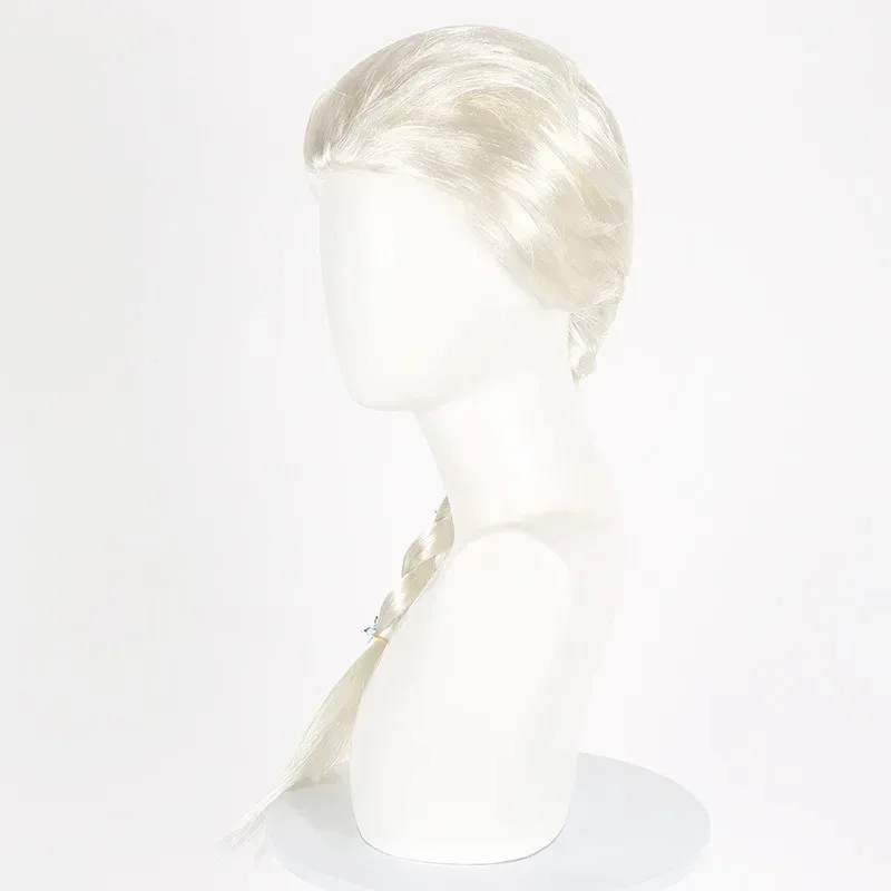 فروزن الأميرة إلسا شعر مستعار تأثيري الأبيض الاصطناعية ضفيرة طويلة شعر مستعار مضفر أنيمي Coser شعر مستعار عالي الجودة حفلة الهالوين اليومية #2