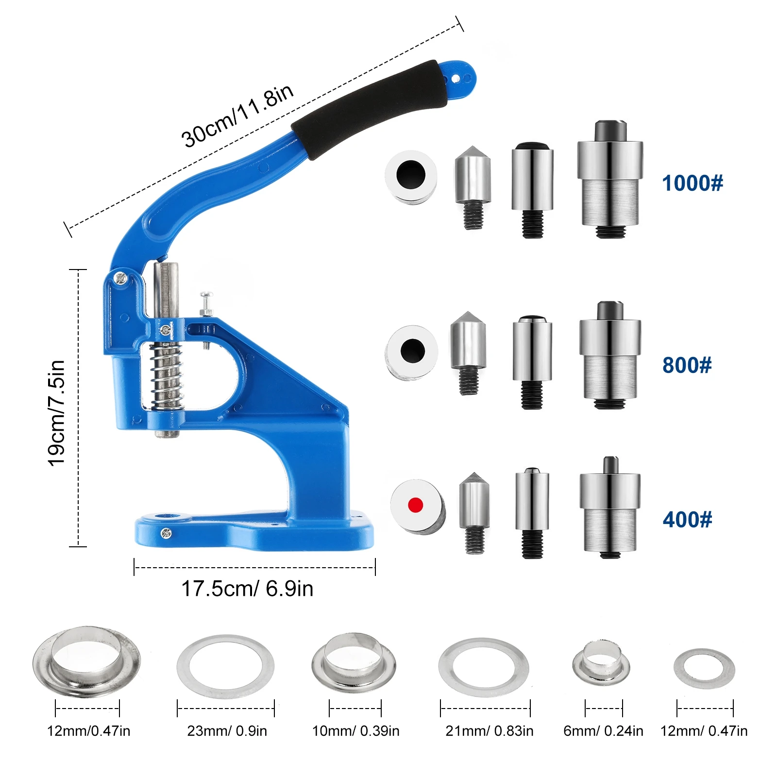 Imagem -02 - Punch Press Button Hole Machine Faça Você Mesmo Hand Press Button Máquina de Perfuração de Costura Ilhó Snap Moldes 3000 Set