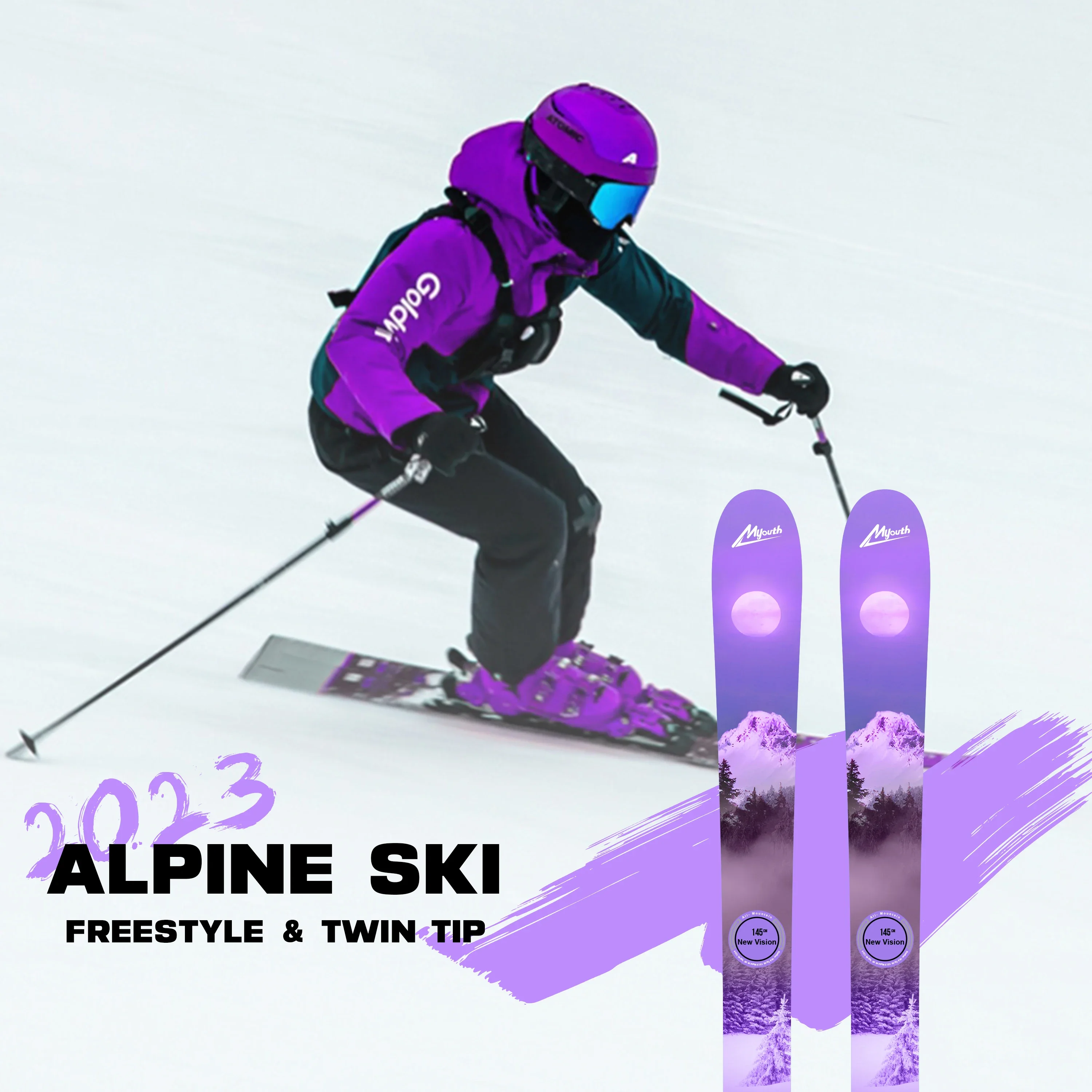 Customize logo Stable Soft Park Jumps Carbon Strip Alpine All Mountain Twin Tip Skis Snow