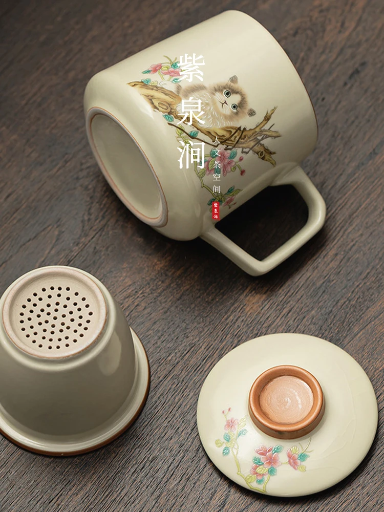 

Симпатичная чашка для заваривания чая Cerc, офисная кружка Zhiguai, эмалированная посуда, китайская универсальная кофейная кружка Capaci 400 мл для Busin