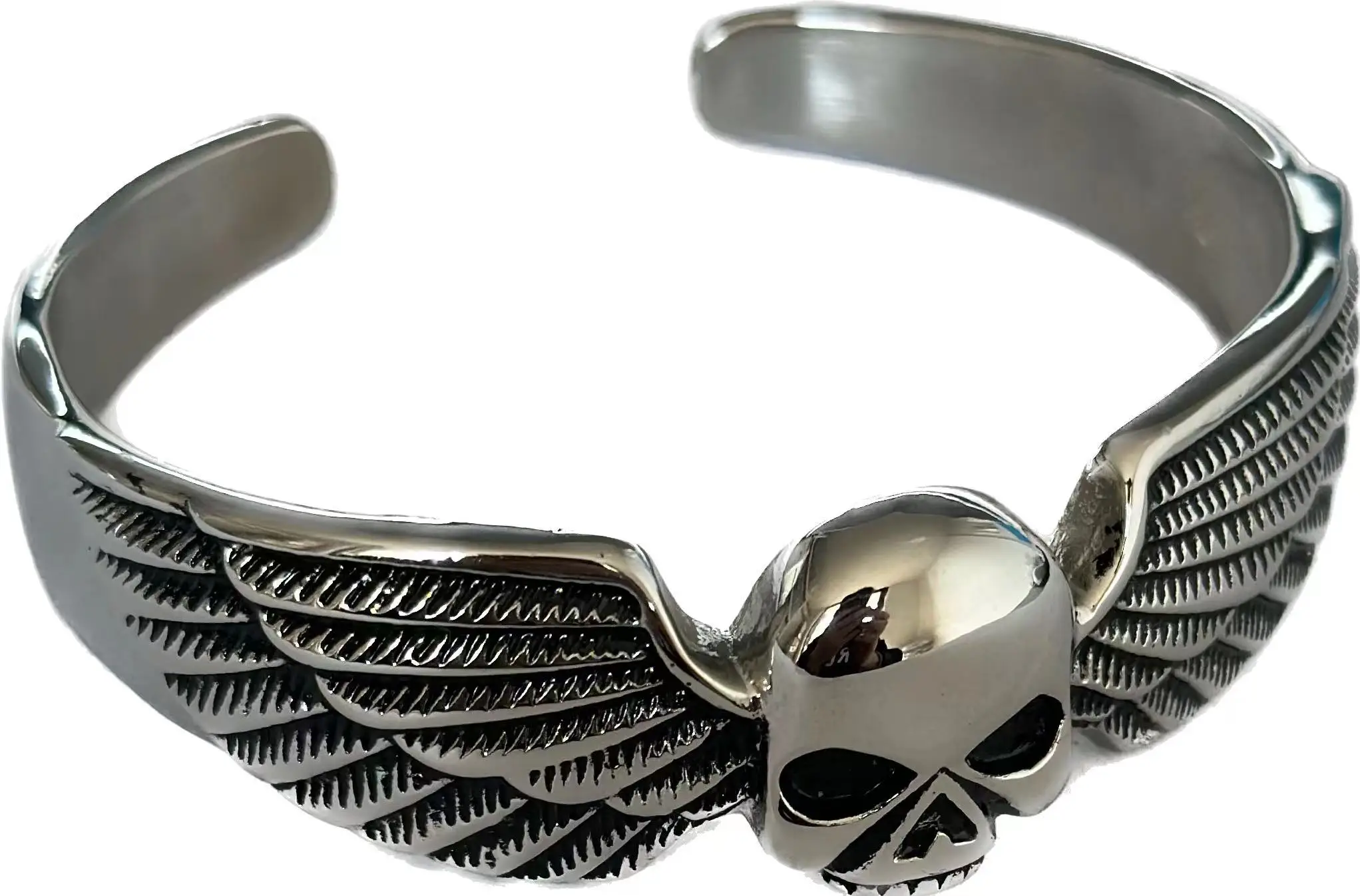 Willie G Skeleton Bracelet 316L Stainless Steel Polish Skeleton Motorbiker Style Bangle