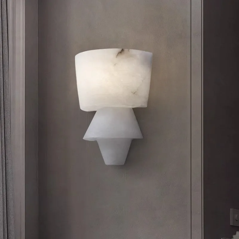 

Nordic Living Room Corridor Art Design Marble Brass Creative Wall Lamp Bedroom Bedside Cloakroom Wall Light