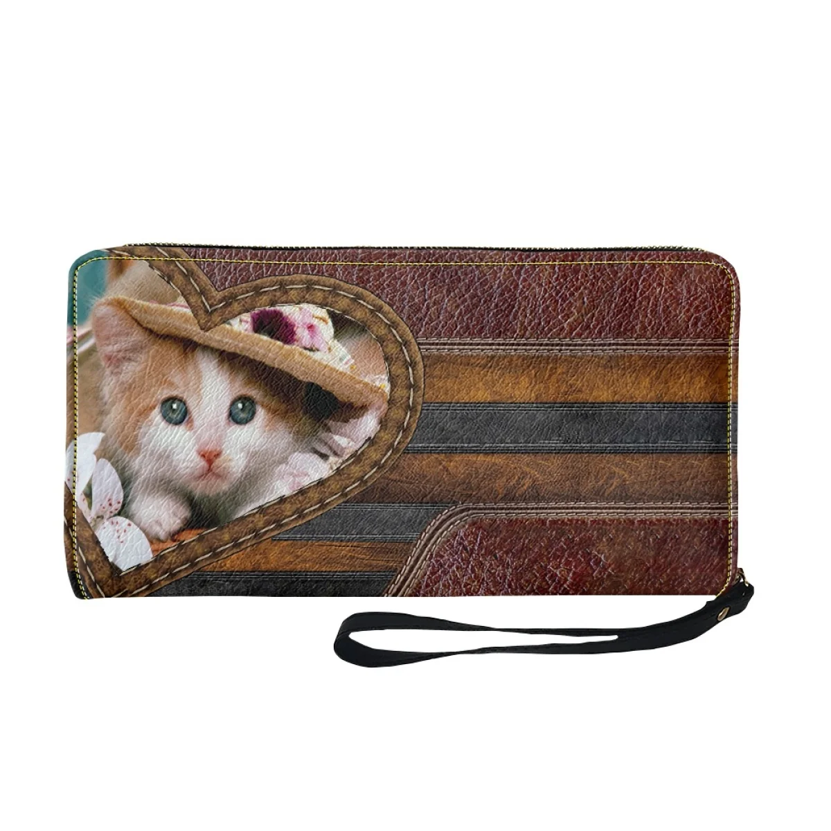 Saco De Armazenamento De Cartão Multi Couro PU, Design De Marca De Gato Bonito, Nome Personalizado, Carteira Longa Pulseira, Popular, Bolsa De Moeda De Rua, Presente