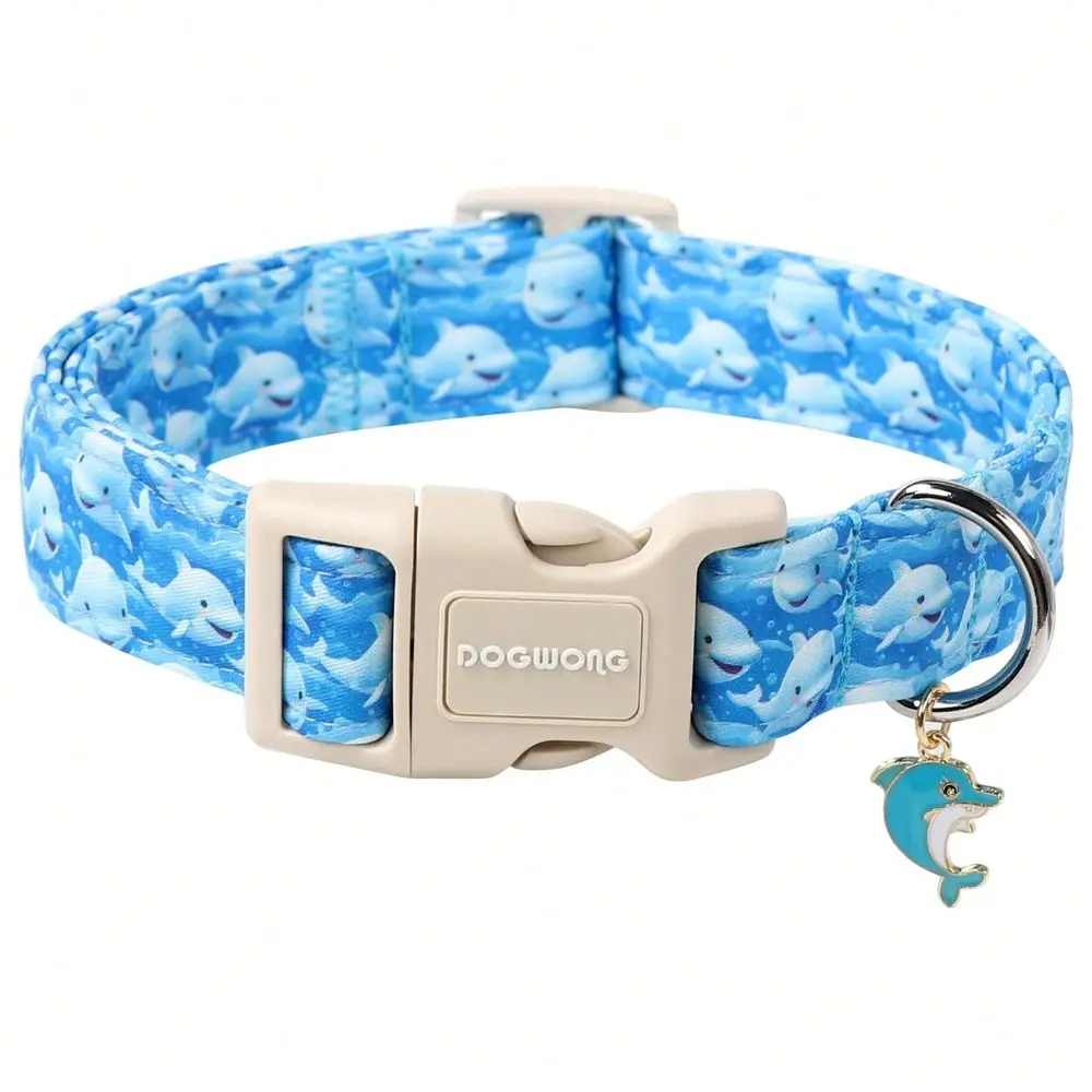 

Spring Summer Whale Cotton Dog Collar Durable Soft Fabric Pet Collar For Female Girl Dogs Cute Necklace For Small Medium Large