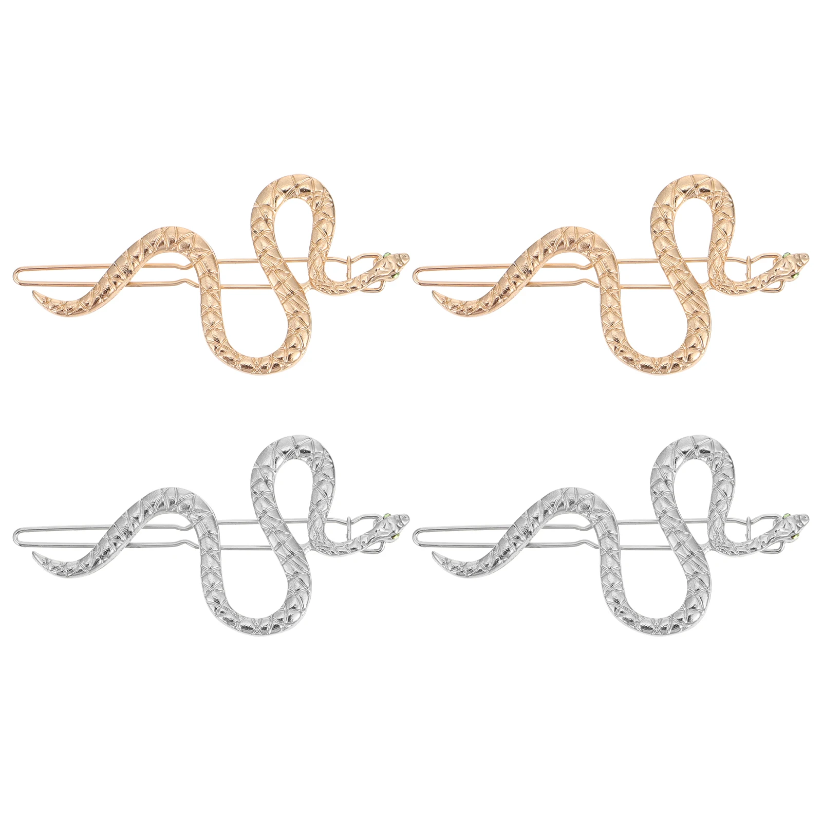 

4Pcs Alloy Hairpin Snake Clips Durable Barrette Wedding Accessories Bright Color Matching Dress Up Hair Care Styling