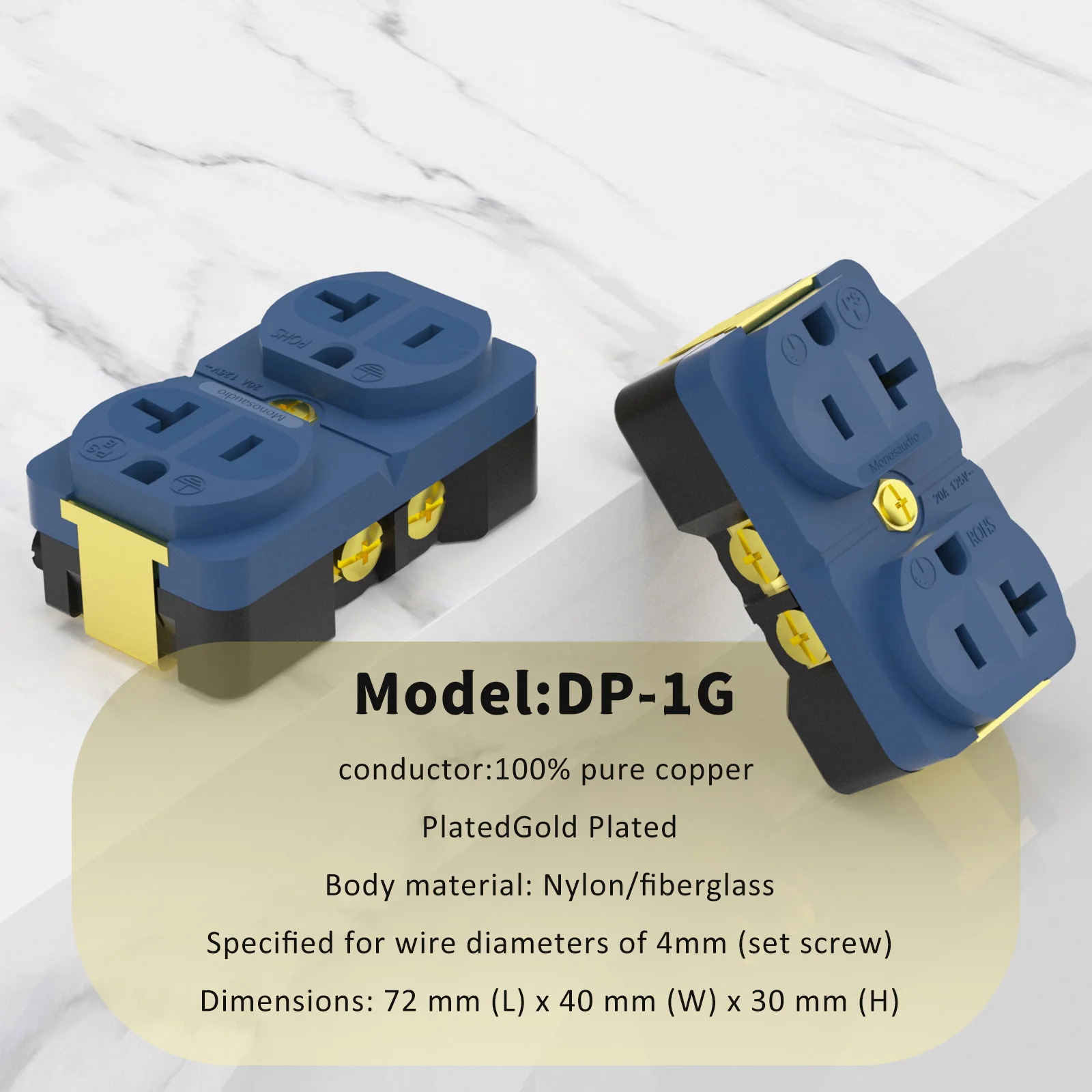 Monosaudio DP-1G pure copper Duplex Wall AC Power Receptacles wall outlet US power distributor AC power Duplex Wall socket