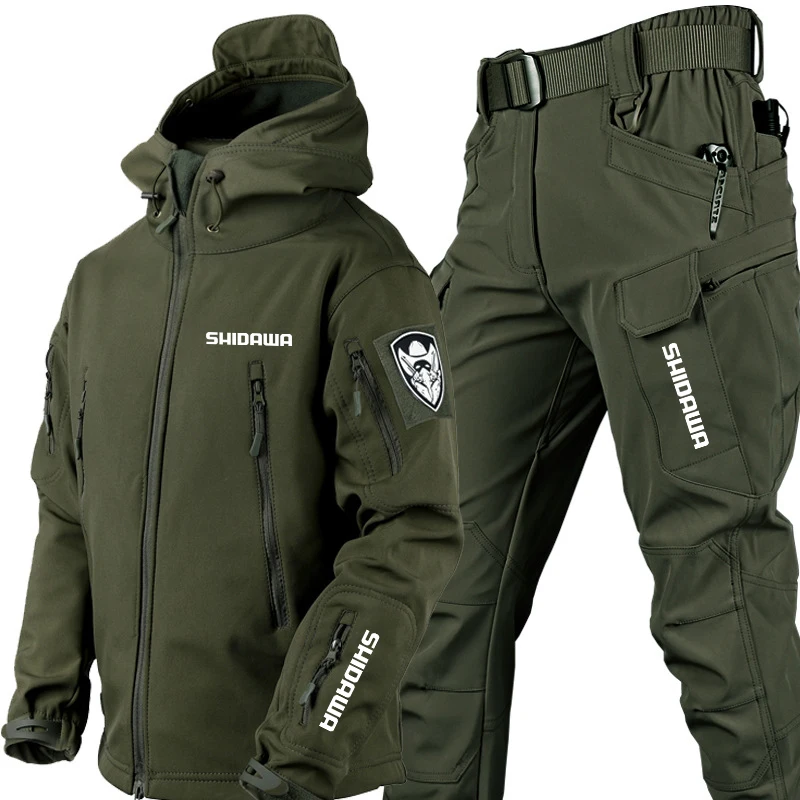 Imagem -02 - Jaqueta e Calça Tática de lã Impermeável Masculina Roupas de Pesca Windproof ao ar Livre Caminhadas Caça Acampamento Outono Inverno 2023