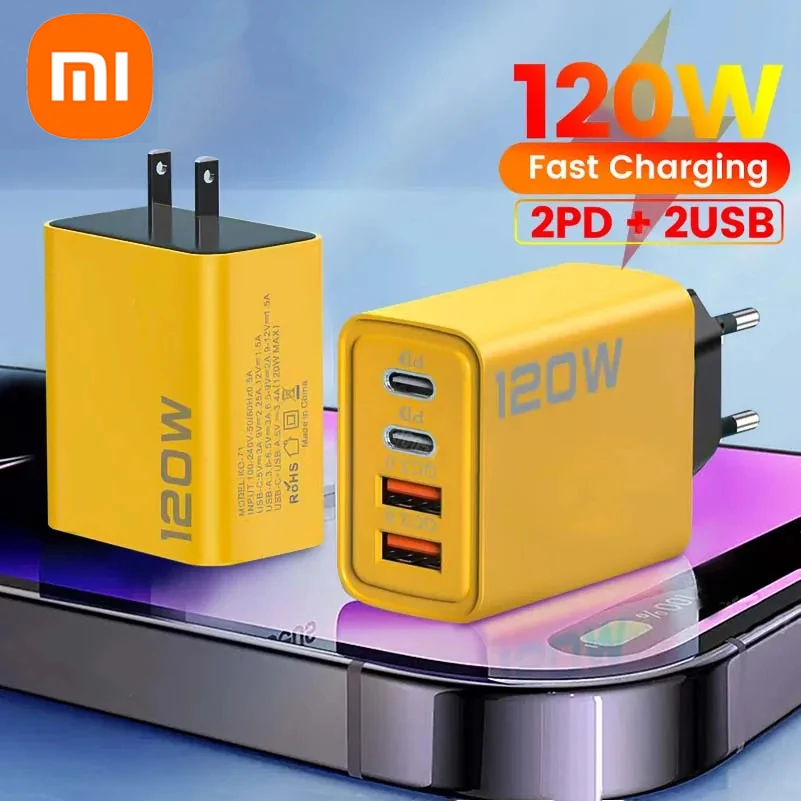 Xiaomi 120W Fast Charger Type C Quick Charge 3.0 USB Charger Adapter For iPhone Samsung PD USB Charger Fast Charging 2024 New