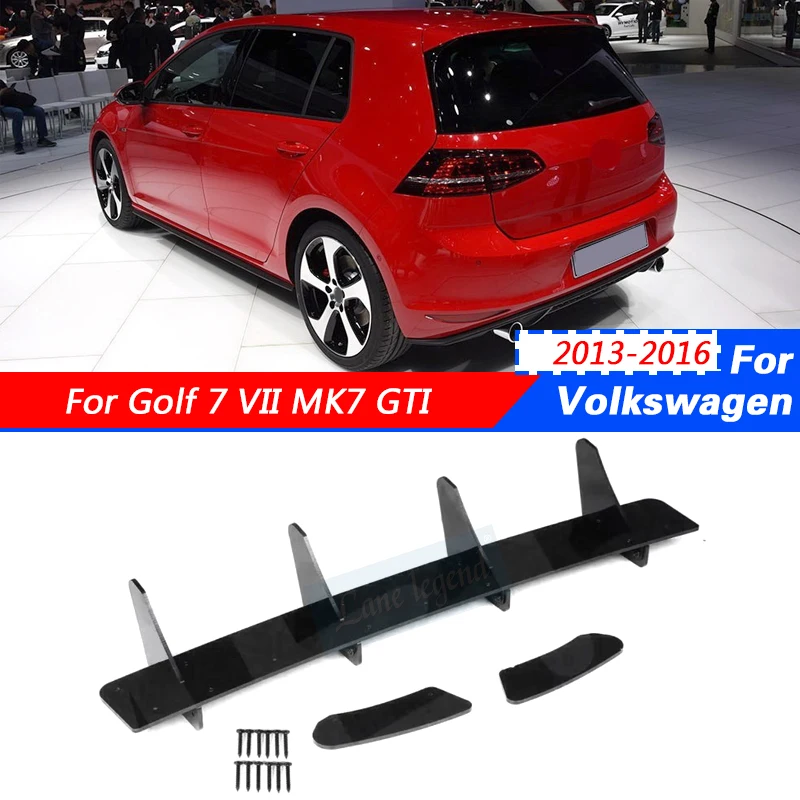 

For VW Volkswagen Golf 7 VII MK7 GTI 2013-2016 ABS 4 Fins Glossy Black Car Rear Bumper Diffuser Rear Side Splitters Spoiler Lip