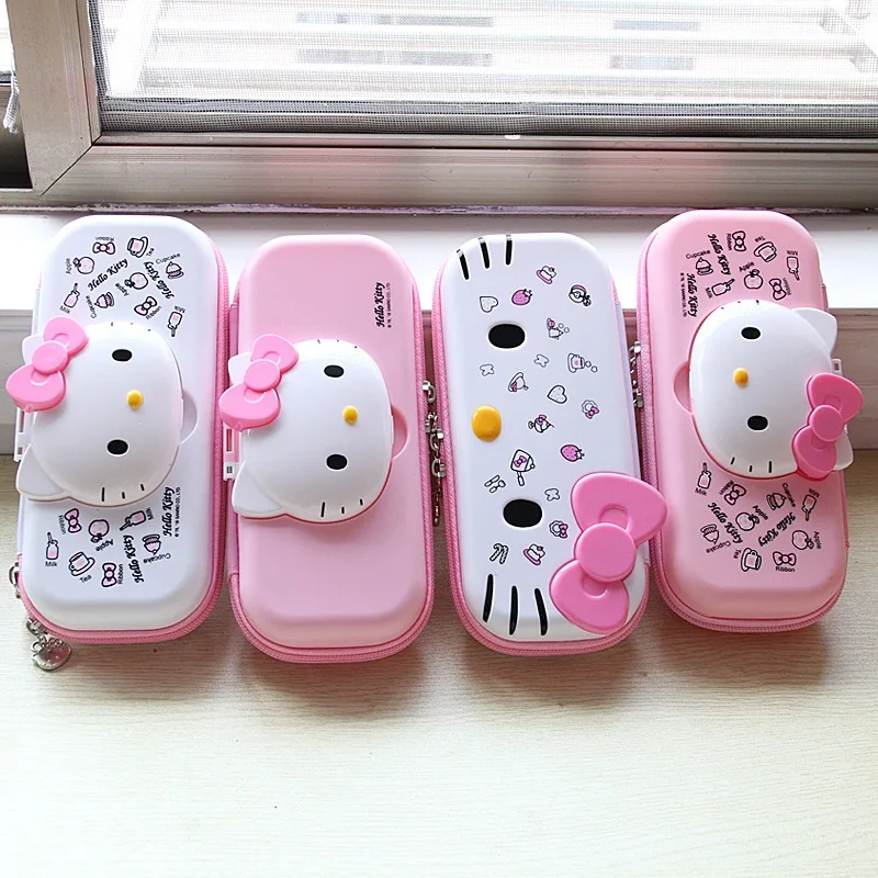 

Cute Hellokittys Sanrios Pencil Case High Capacity Girl Simple Student Good Looks Pencil Stationery Box Pen Box Kawaii Cartoon