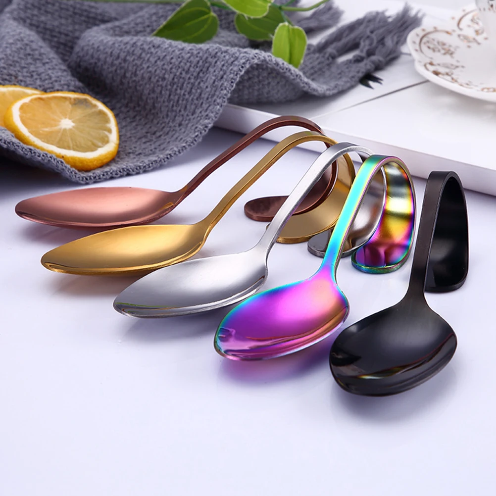 

Curved Handle Spoon Stainless Steel Buffet Serving Sleek Mirror Finish Easy Clean Long Life Suitable Soup Solid Food