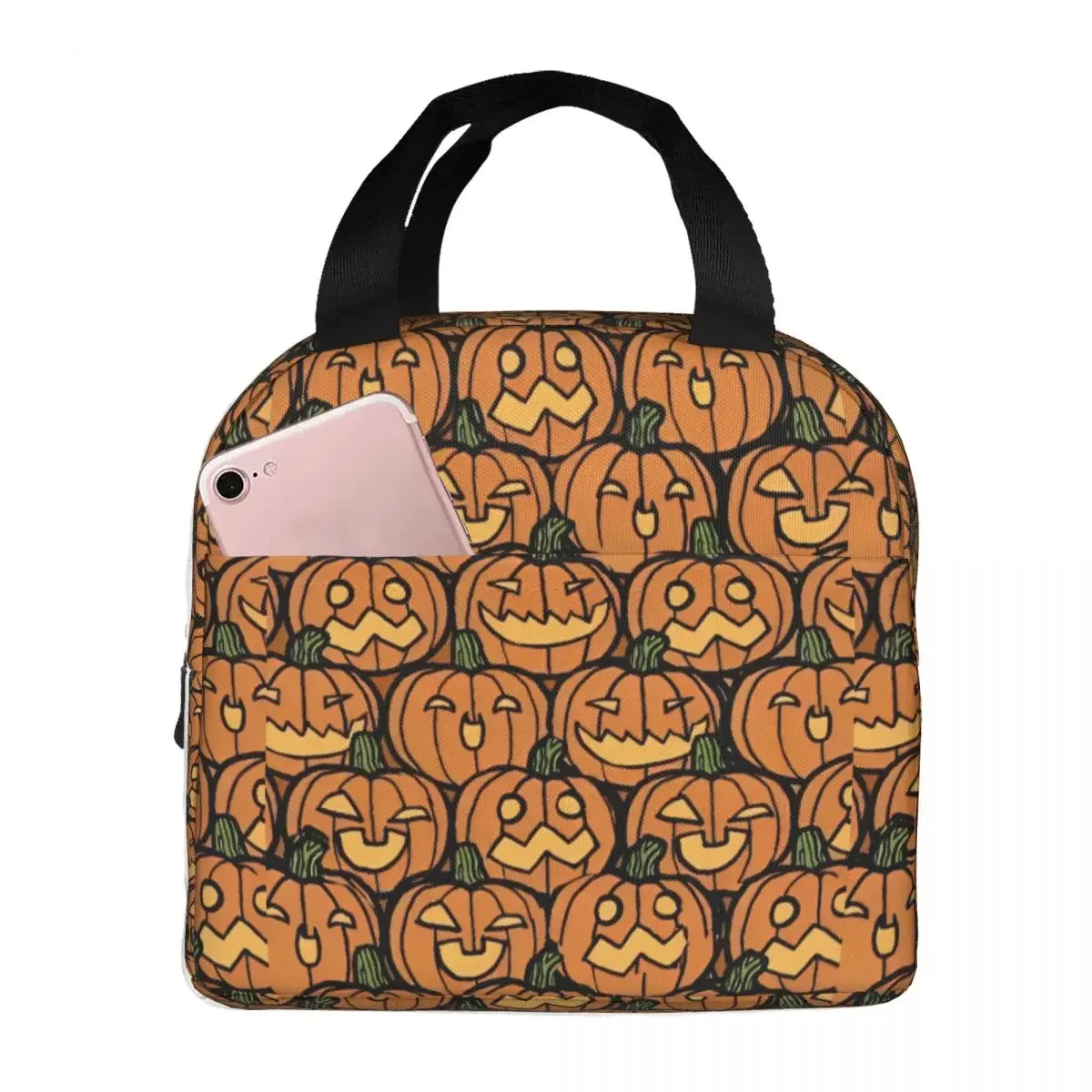 Halloween Pumpkins Ghosts Insulated Lunch Bag Thermal Bag Lunch Container Trick or Treat Cute Portable Tote Lunch Box Food Bag