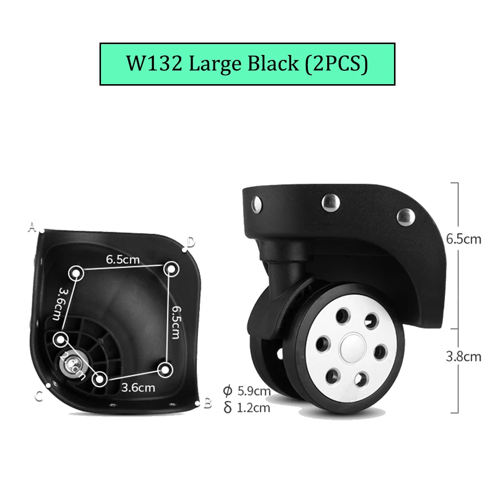 W132 Trolley Case Wheel, facilmente lidar com a polia da bagagem, rodízios deslizantes, reparação resistente ao desgaste Slient