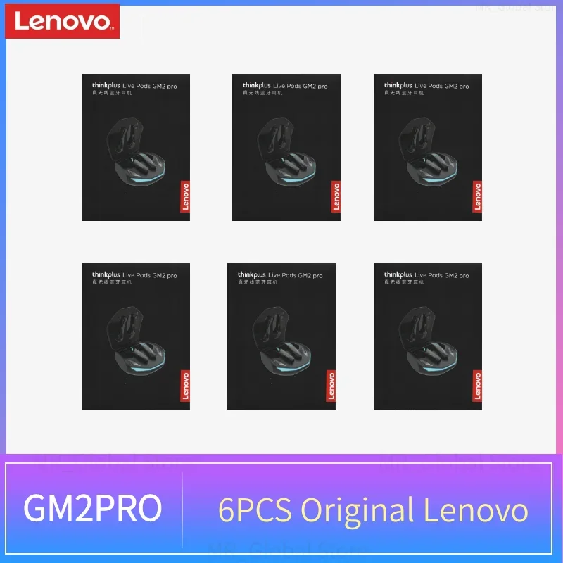 6PCS Choice Lenovo GM2 Pro 5.3 Auricolari Bluetooth Auricolari wireless Cuffie a bassa latenza Cuffie Auricolari magnetici impermeabili