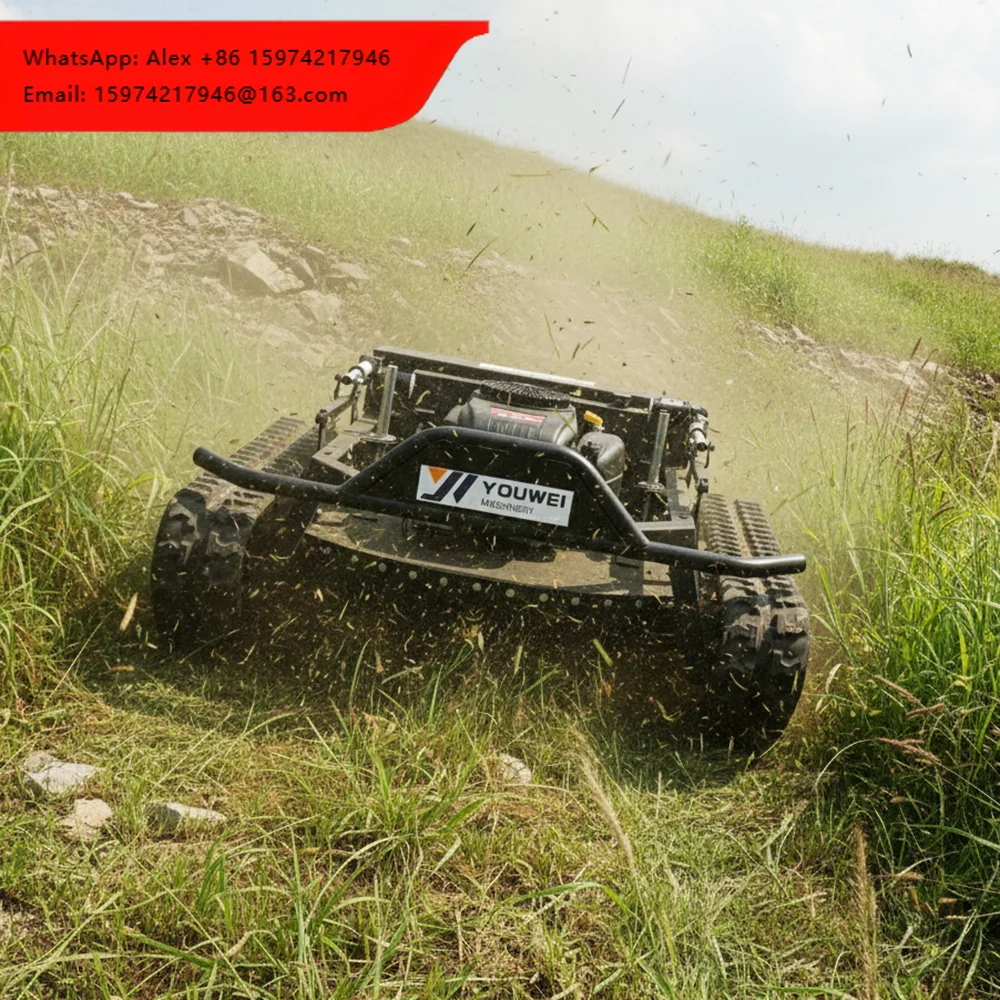 CE EPA Approved All Terrain Grass Cutting Machine Agriculture Rubber Tracks Remote Control Robot Lawn Mower