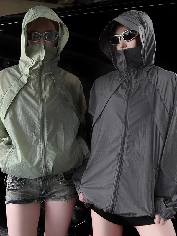 

Мужская легкая дышащая спортивная куртка SSTAC для активного отдыха с защитой от солнца, регулируемым капюшоном, тонким кроем и свободной посадкой, летняя