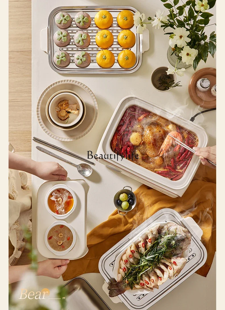 Электрическая Пароварка, многофункциональная Бытовая трехслойная зеркальная и встроенная кастрюля для приготовления пищи